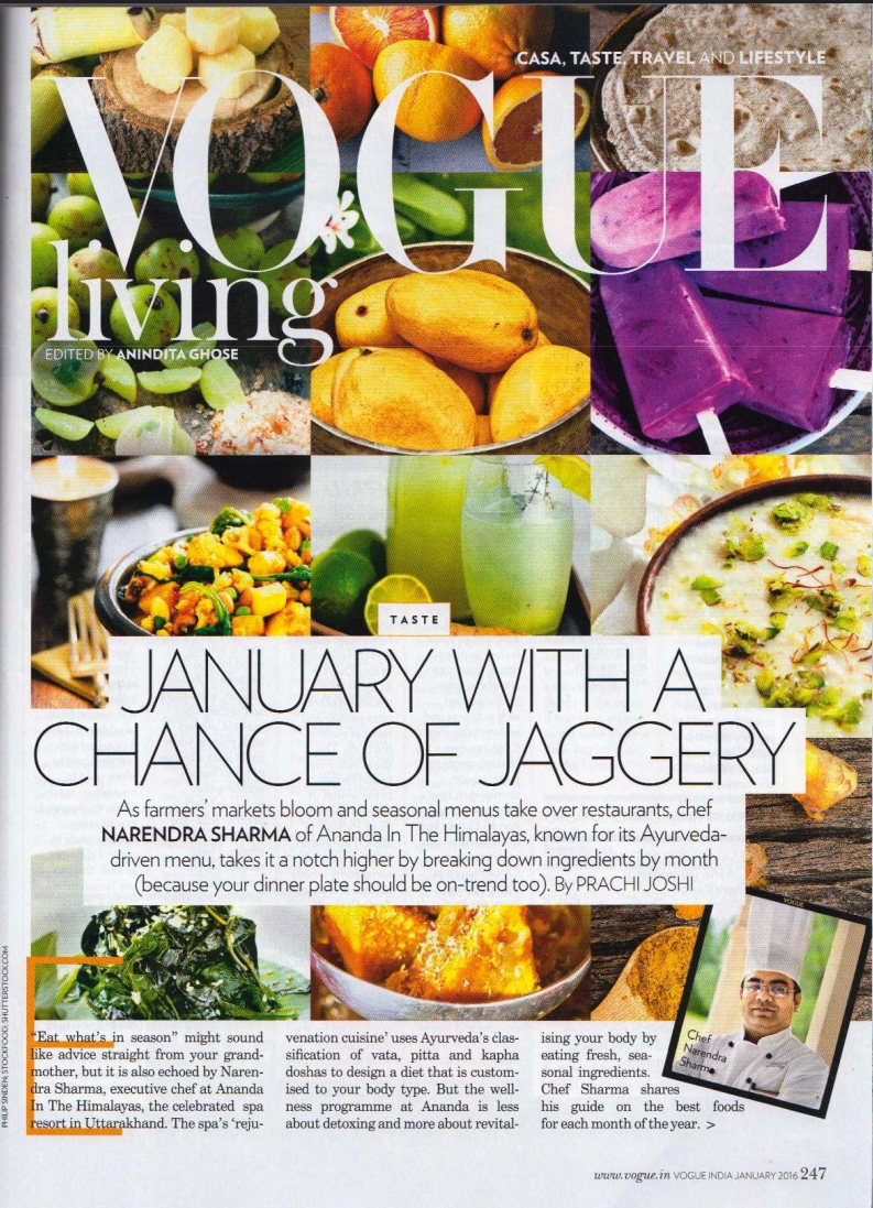 Narendra Sharma featured in Vogue Living — January with a chance of jaggery